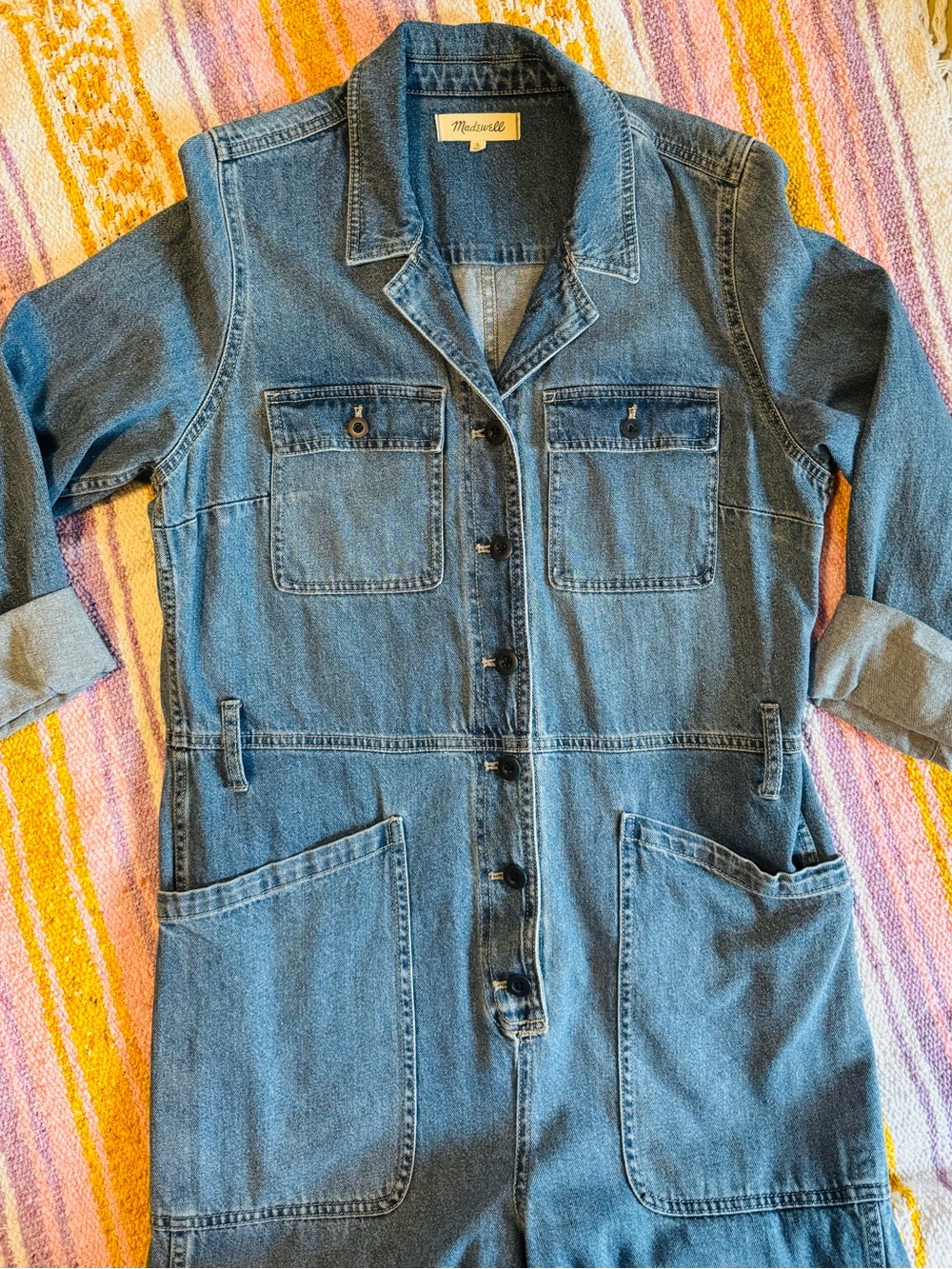 Madewell Denim Cropped Jumpsuit - Blue